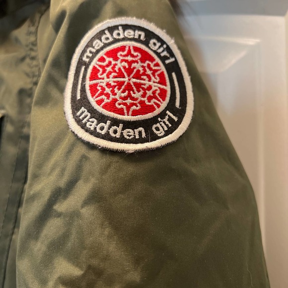 Madden Girl Women's Faux Fur Trim Hooded‎ Parka Jacket with Pockets Size S Green - Picture 5 of 9